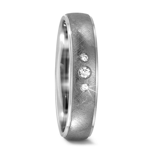 Wedding Ring Titanium Diamond 0.05 ct, 3 Stones, w-si