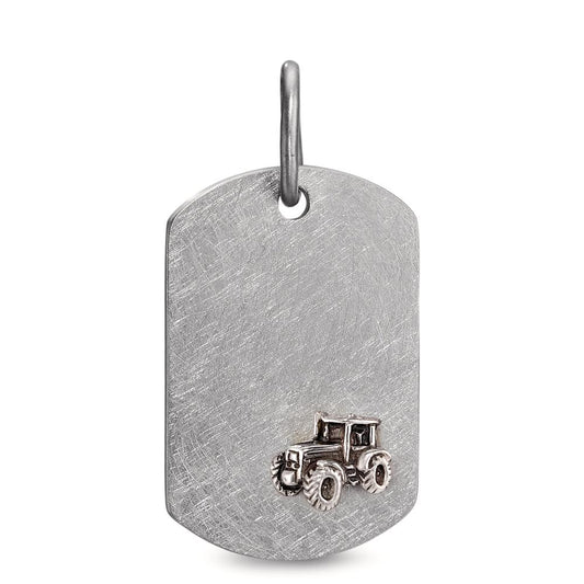 Engravable pendant Stainless steel, Silver Tractor