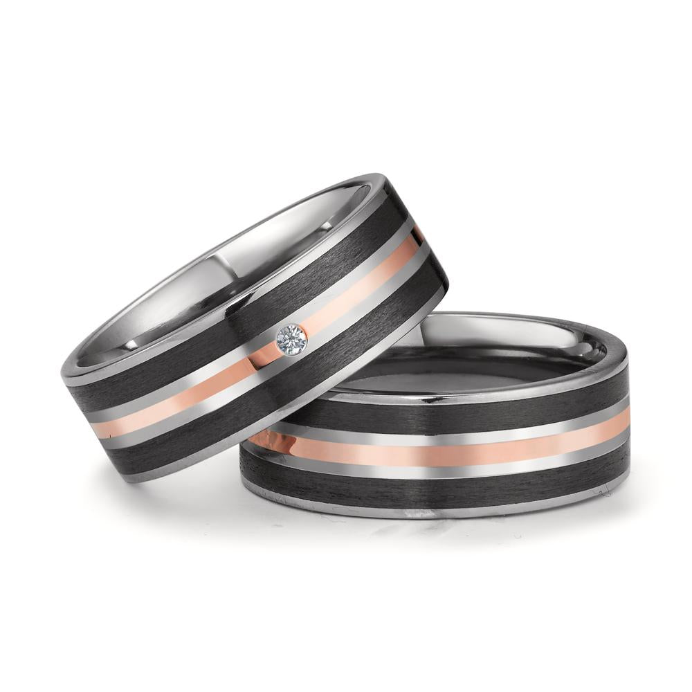 Wedding Ring Titanium, 18k Red Gold, Carbon