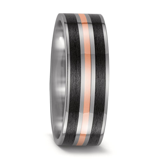 Wedding Ring Titanium, 18k Red Gold, Carbon