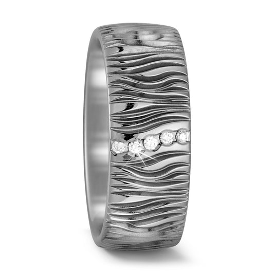 Wedding Ring Titanium Diamond 0.05 ct, 5 Stones, w-si