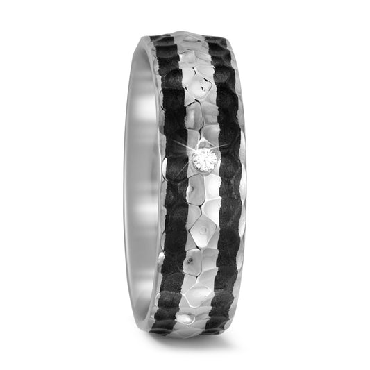 Wedding Ring Titanium, Carbon Diamond 0.03 ct, w-si