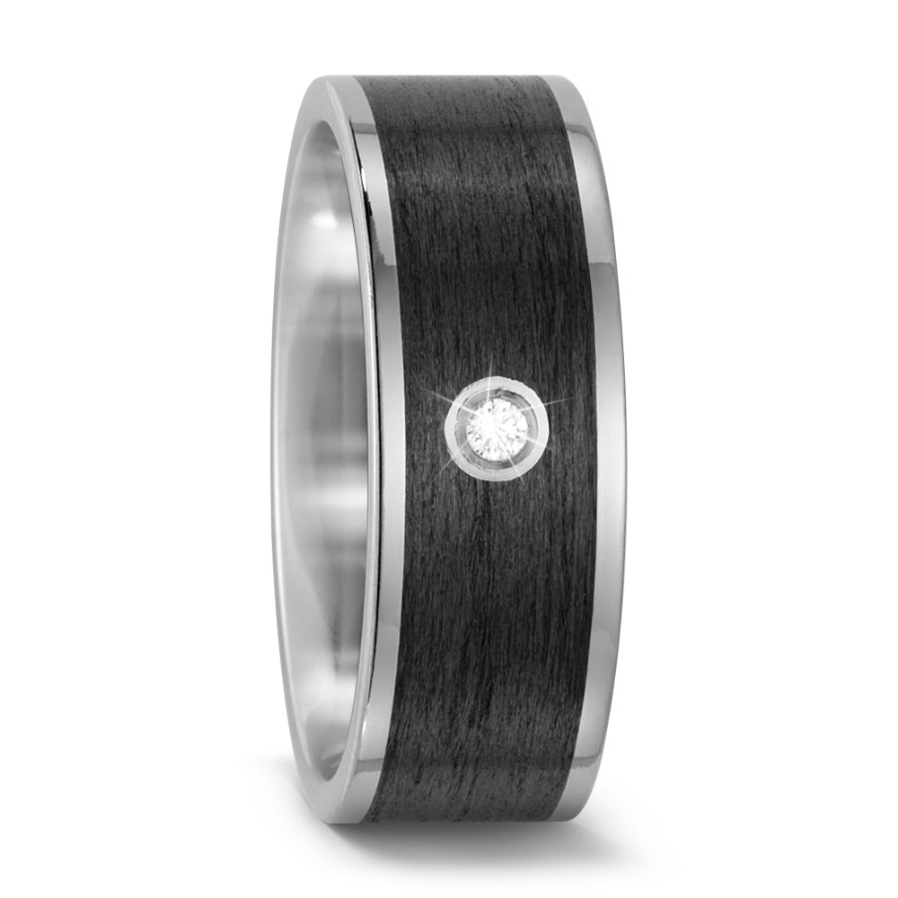 Wedding Ring Titanium, Carbon Diamond 0.03 ct, w-si