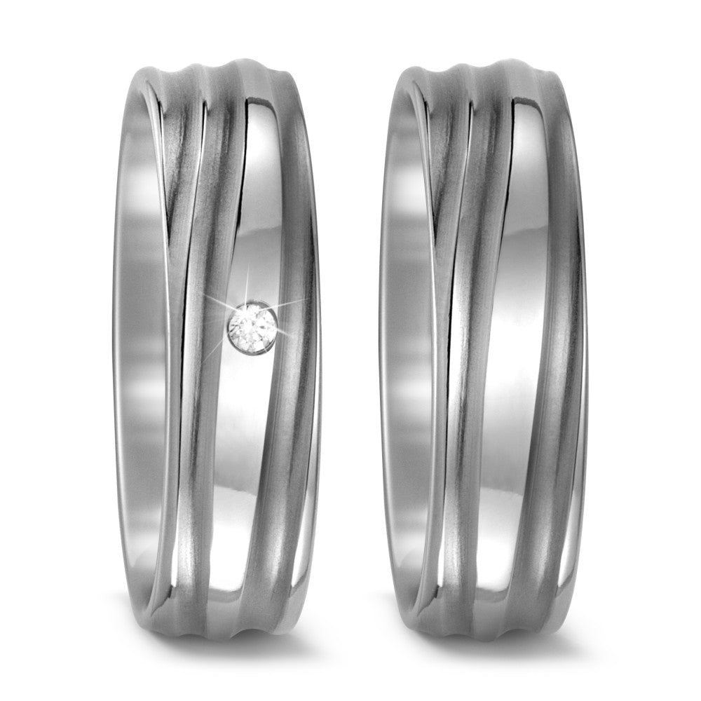 Wedding Ring Titanium Diamond 0.03 ct, w-si