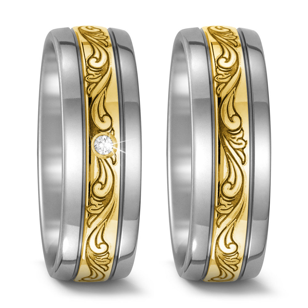 Wedding Ring Titanium, 18k Yellow Gold