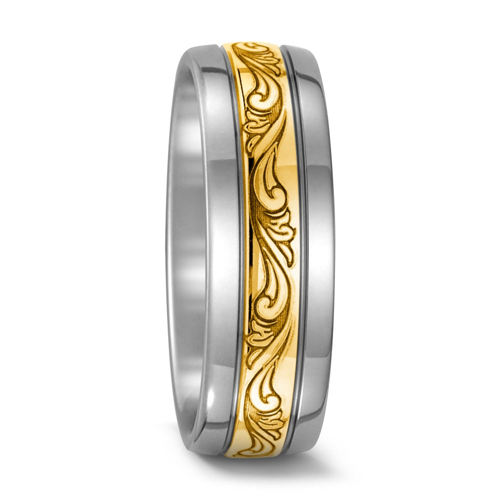 Wedding Ring Titanium, 18k Yellow Gold