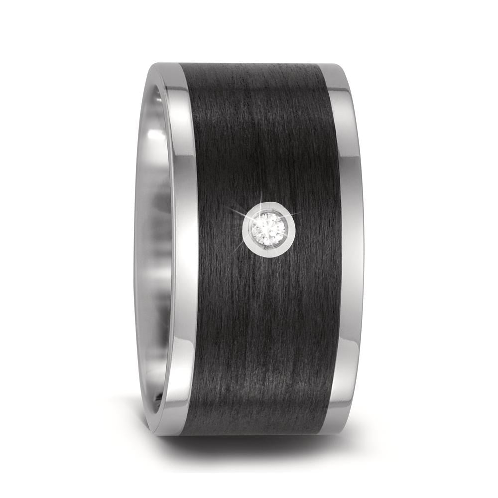 Wedding Ring Titanium, Carbon Diamond 0.03 ct, w-si