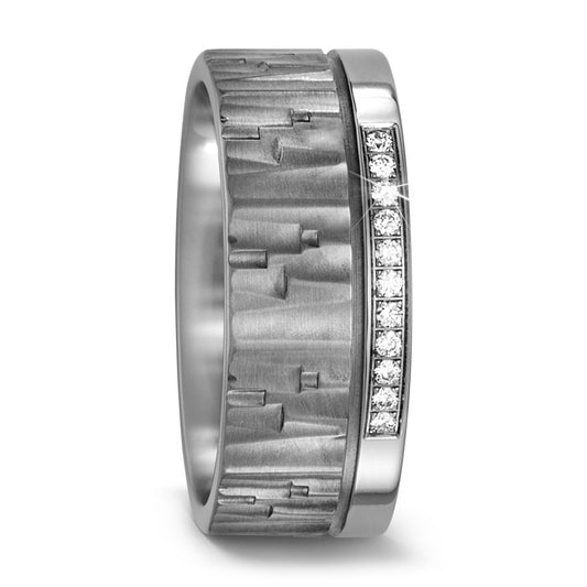 Wedding Ring Titanium Diamond 0.11 ct, 11 Stones, w-si