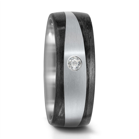 Wedding Ring Titanium, Carbon Diamond 0.05 ct, w-si