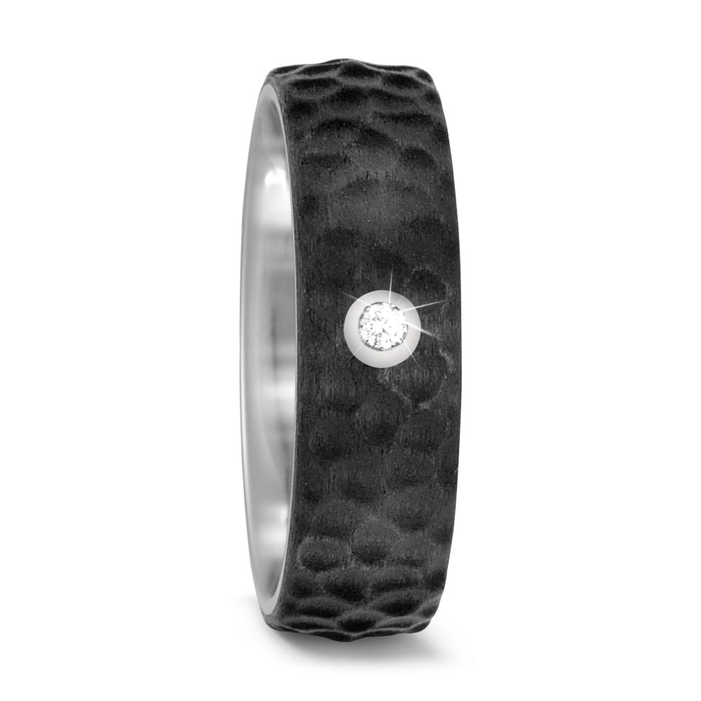 Wedding Ring Titanium, Carbon Diamond 0.03 ct, w-si