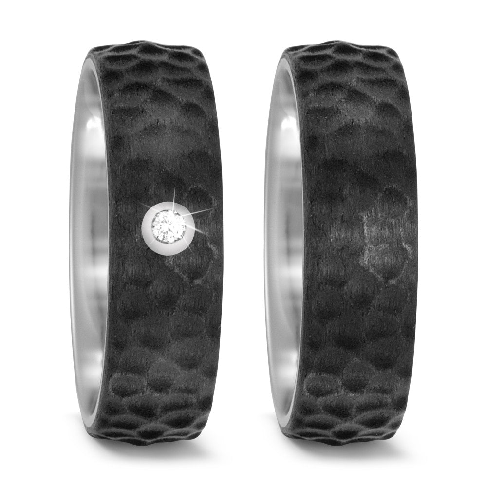 Wedding Ring Titanium, Carbon Diamond 0.03 ct, w-si