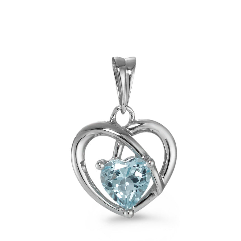 Pendant 18k White Gold Topaz Blue Heart Ø12 mm