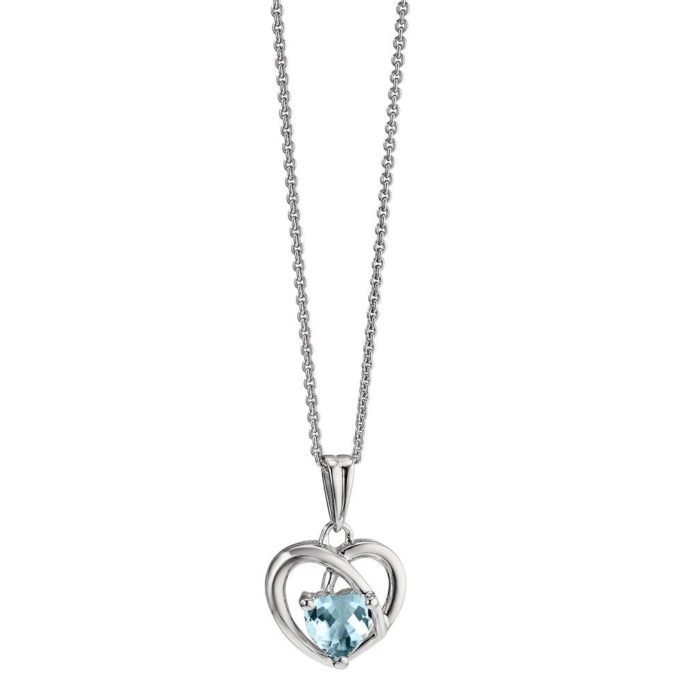 Pendant 18k White Gold Topaz Blue Heart Ø12 mm