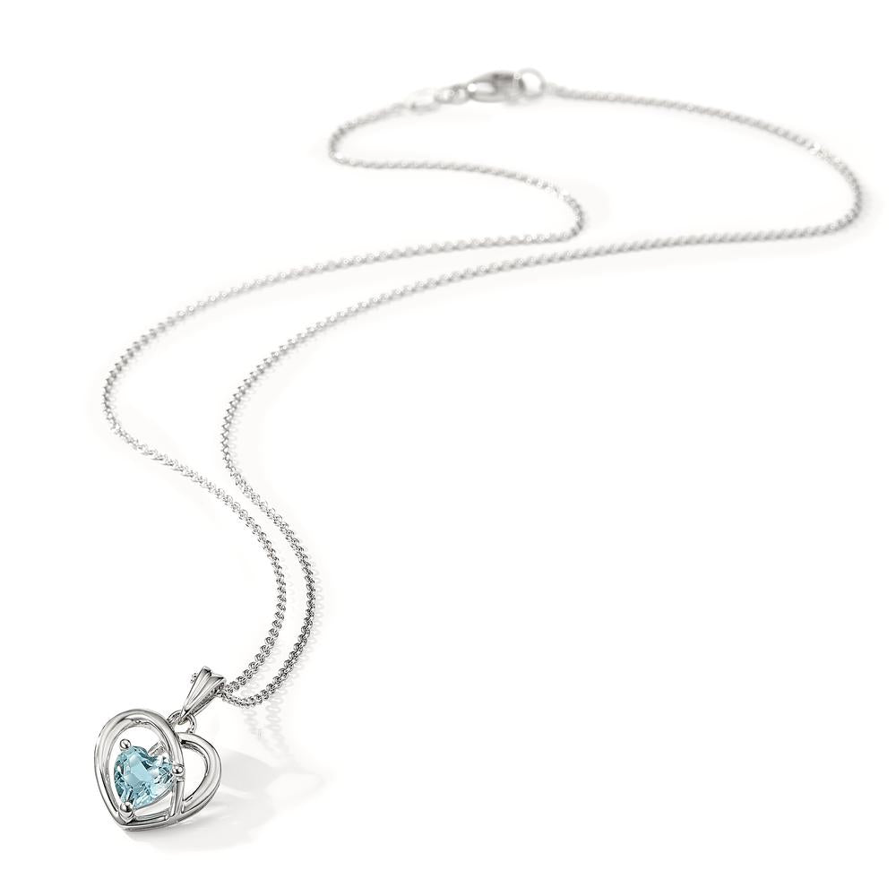 Pendant 18k White Gold Topaz Blue Heart Ø12 mm