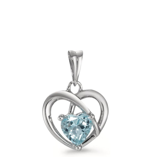 Pendant 18k White Gold Topaz Blue Heart Ø12 mm