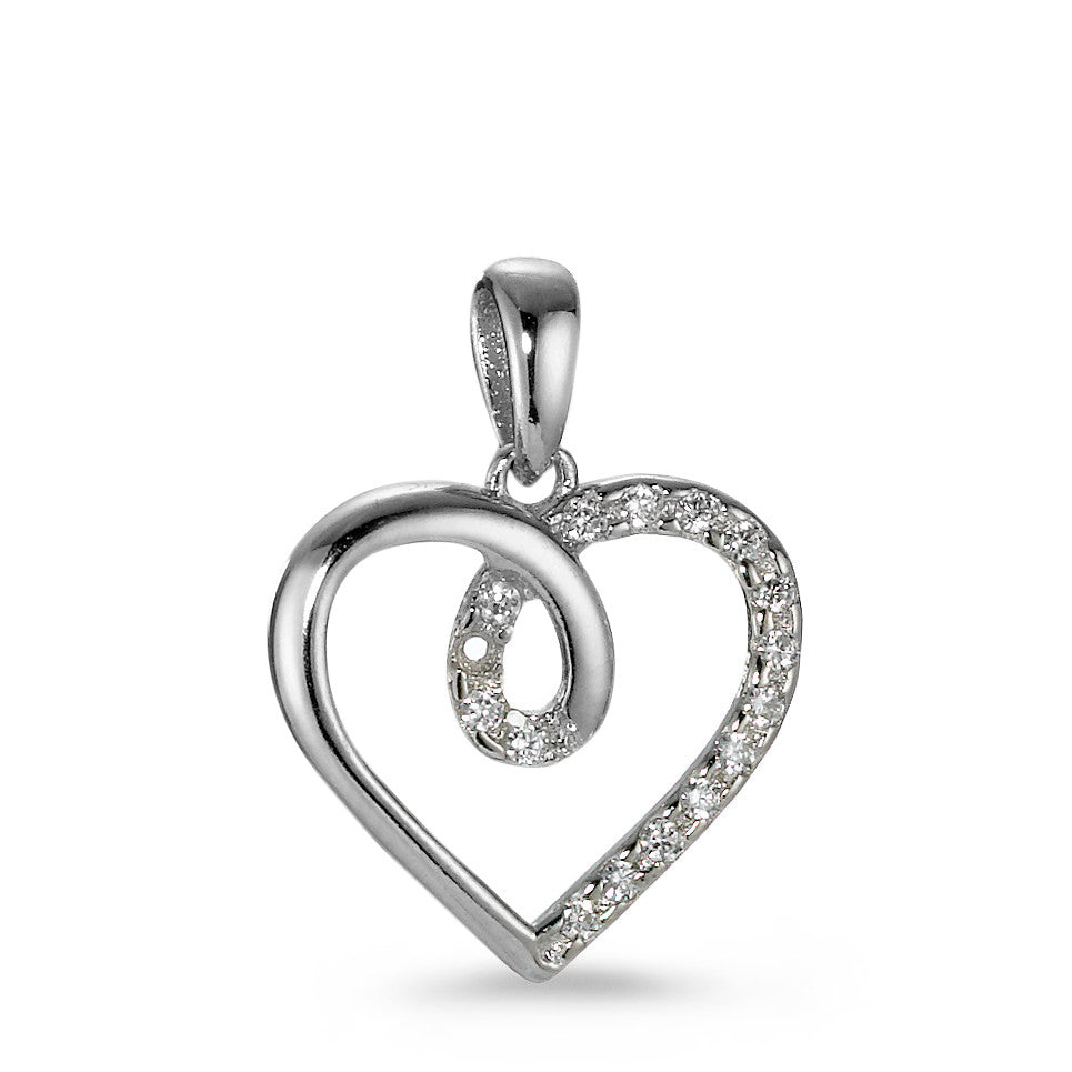 Pendant Silver Zirconia 16 Stones Rhodium plated Heart