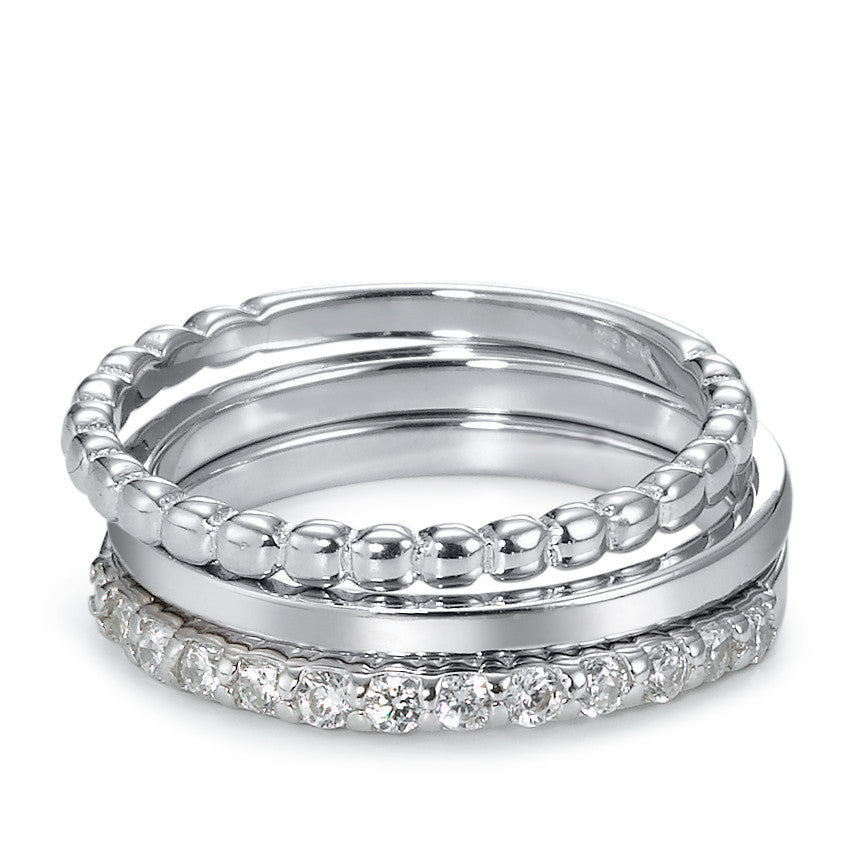 Ring set Silver Zirconia Rhodium plated