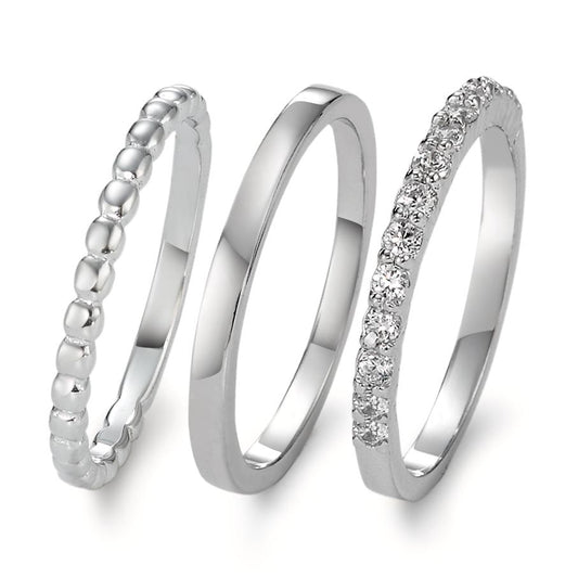 Ring set Silver Zirconia Rhodium plated