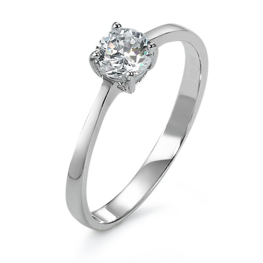 Solitaire ring Silver Zirconia Rhodium plated Ø4.5 mm