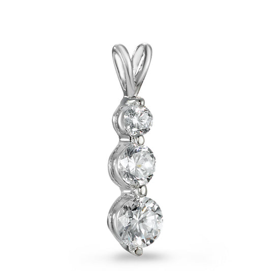 Pendant Silver Zirconia 3 Stones Rhodium plated