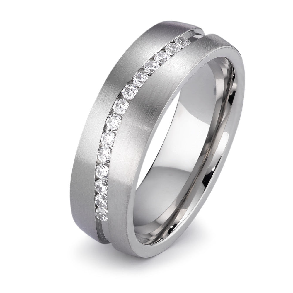 Wedding Ring Stainless steel Zirconia White, 14 Stones