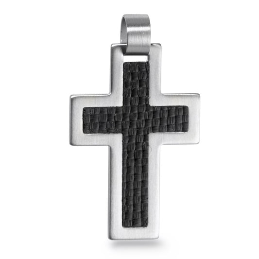 Pendant Stainless steel, Carbon Cross