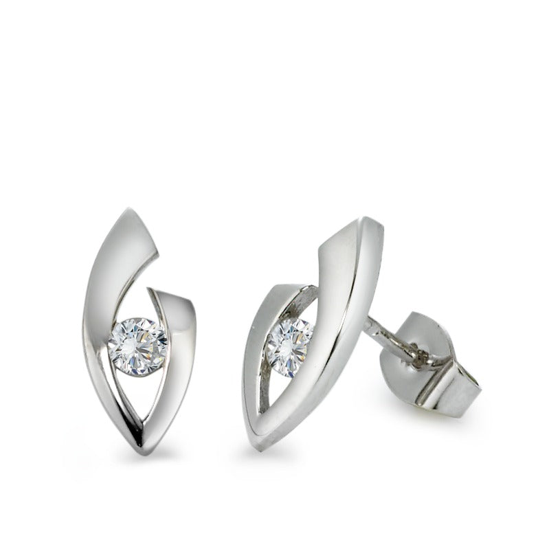 Stud earrings 9k White Gold Zirconia 2 Stones