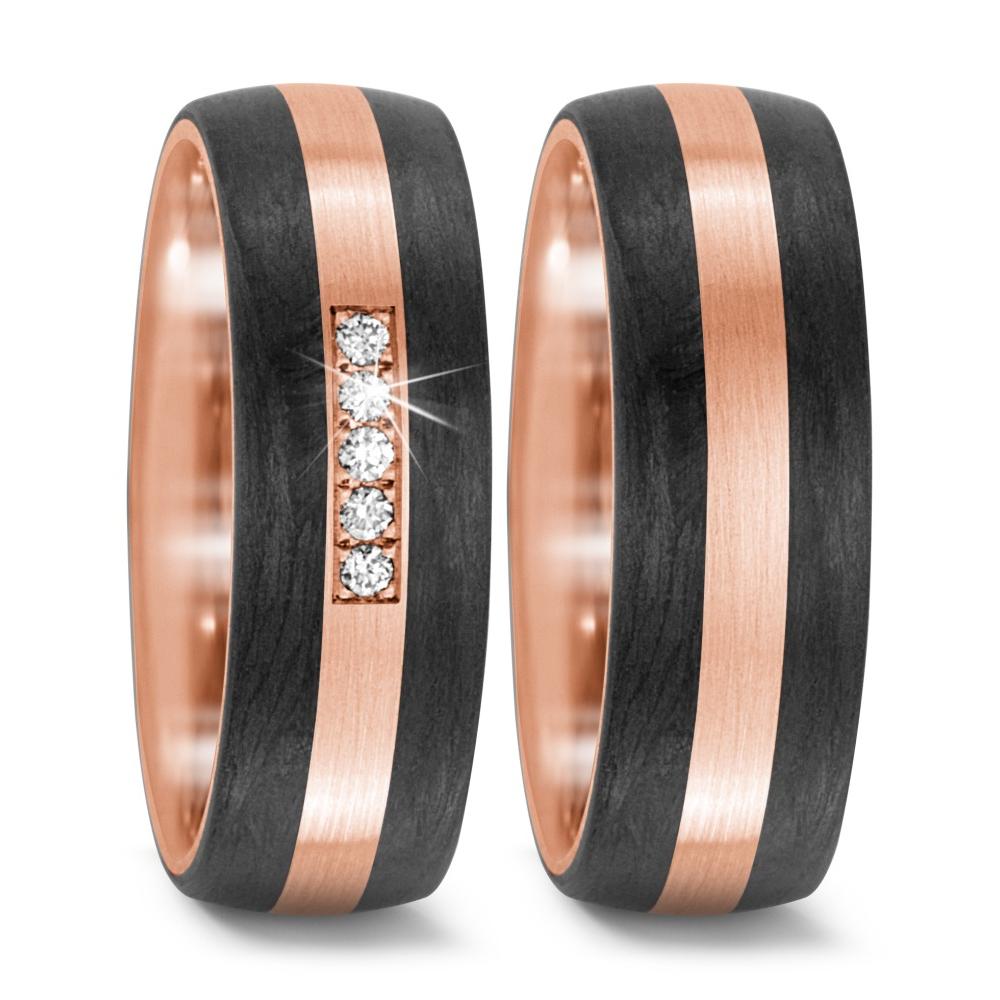 Wedding Ring 18k Rose Gold, Carbon