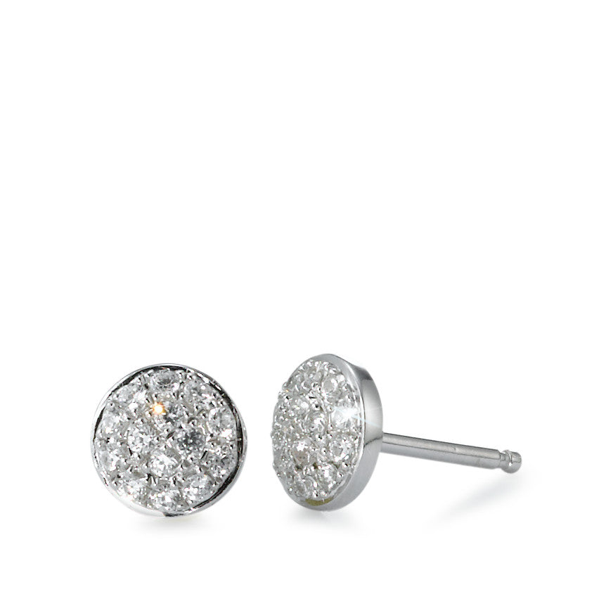 Stud earrings Silver Zirconia Rhodium plated Ø6 mm