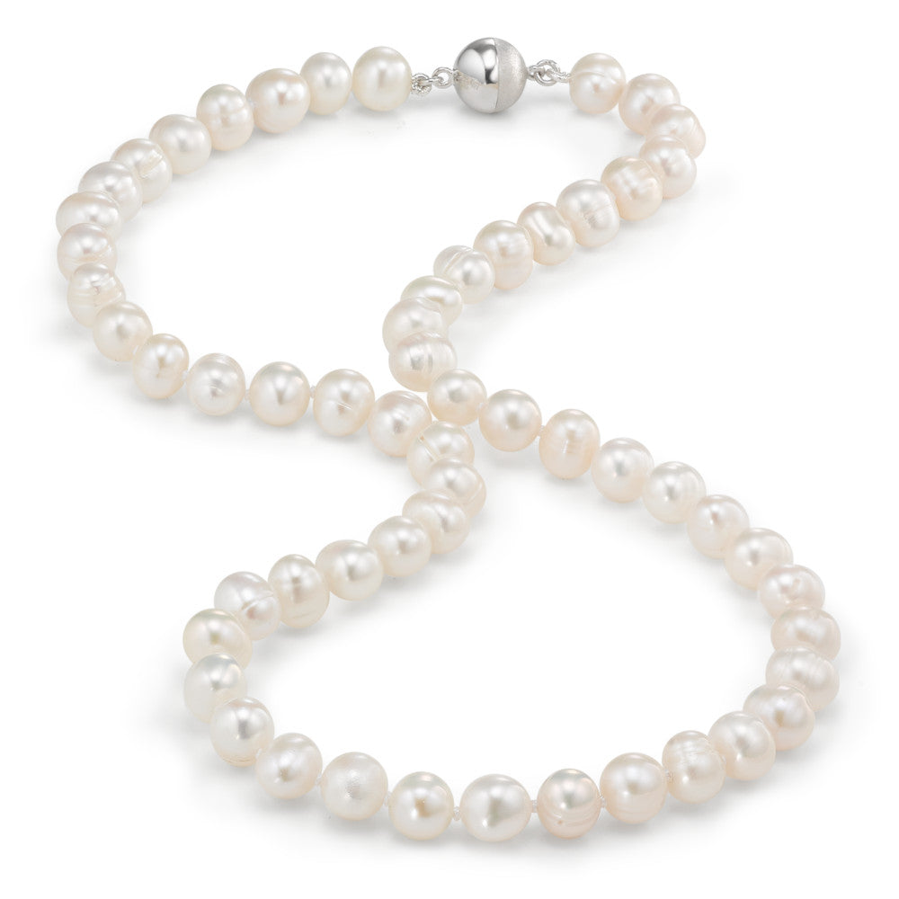 Necklace Silver Rhodium plated Freshwater pearl 45 cm