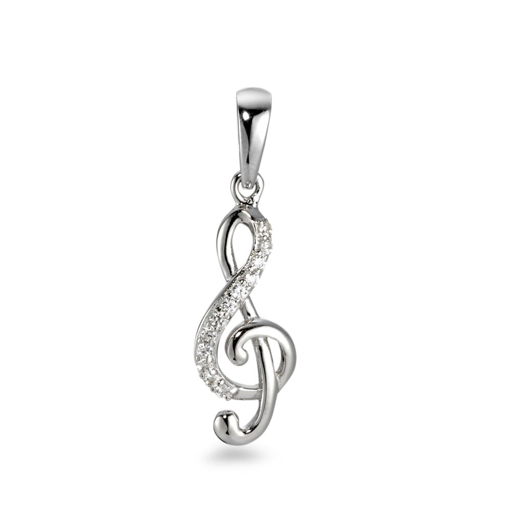 Pendant Silver Zirconia Rhodium plated Treble Clef