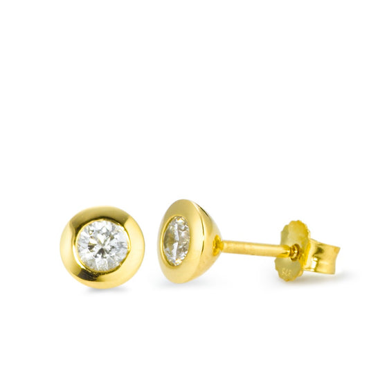 Stud earrings 9k Yellow Gold Zirconia 2 Stones Ø5.5 mm