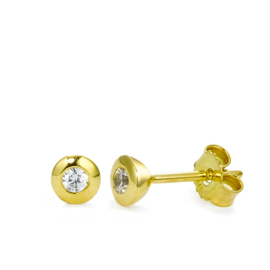 Stud earrings 9k Yellow Gold Zirconia 2 Stones Ø4 mm