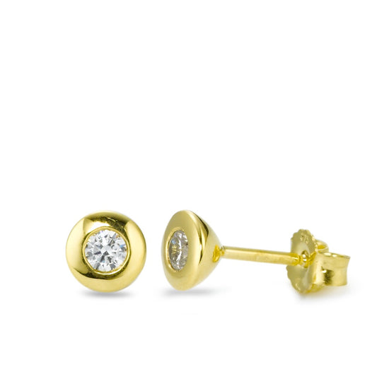 Stud earrings 9k Yellow Gold Zirconia 2 Stones Ø5.5 mm