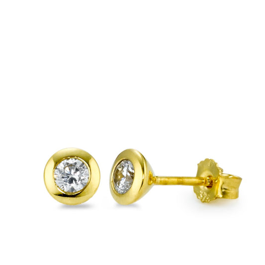 Stud earrings 9k Yellow Gold Zirconia 2 Stones Ø5 mm