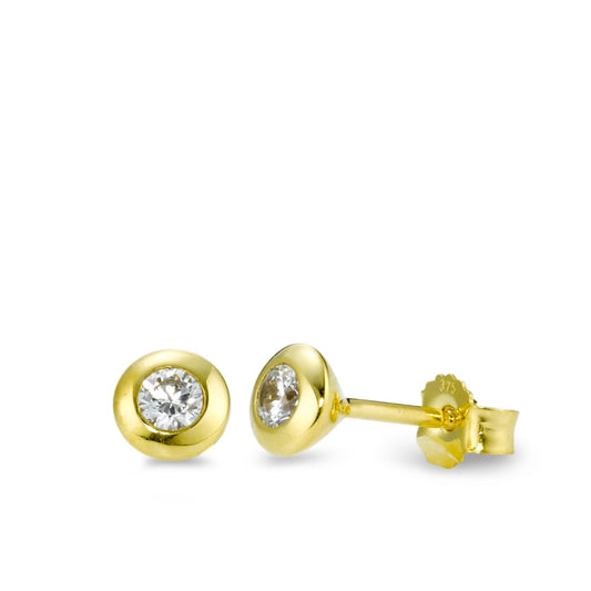 Stud earrings 9k Yellow Gold Zirconia 2 Stones Ø5 mm