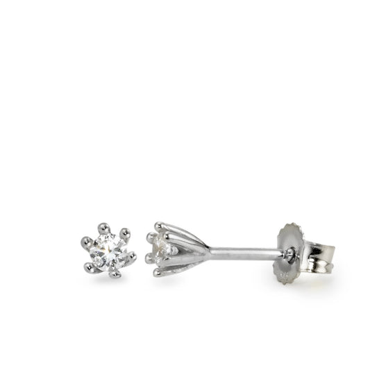 Stud earrings 9k White Gold Zirconia 2 Stones Ø3 mm