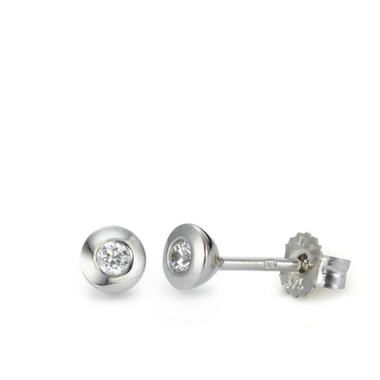 Stud earrings 9k White Gold Zirconia 2 Stones Ø4 mm