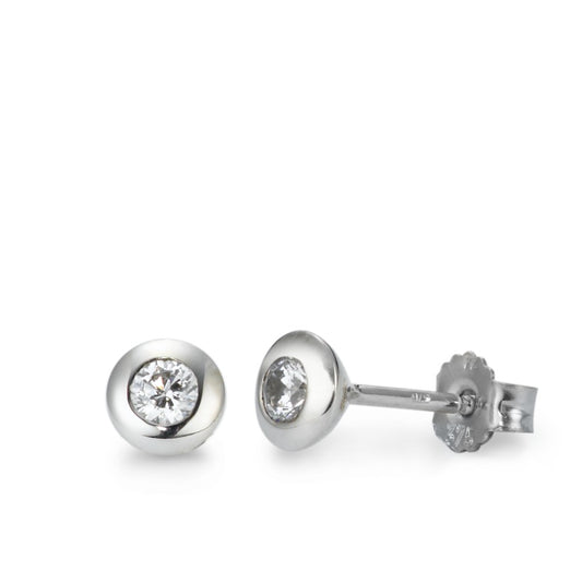 Stud earrings 9k White Gold Zirconia 2 Stones Ø5 mm