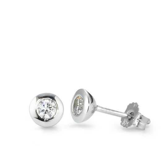 Stud earrings 9k White Gold Zirconia 2 Stones Ø5.5 mm