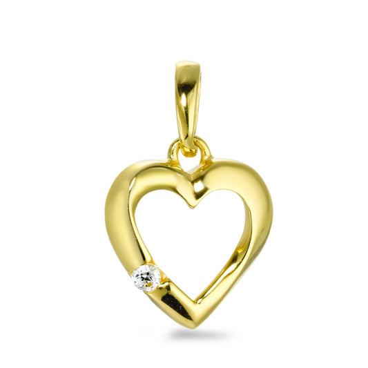 Pendant 9k Yellow Gold Zirconia Heart Ø10 mm