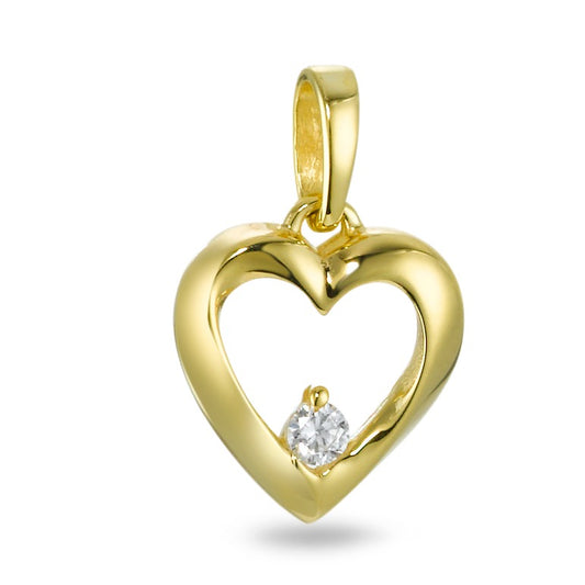 Pendant 9k Yellow Gold Zirconia Heart Ø10 mm