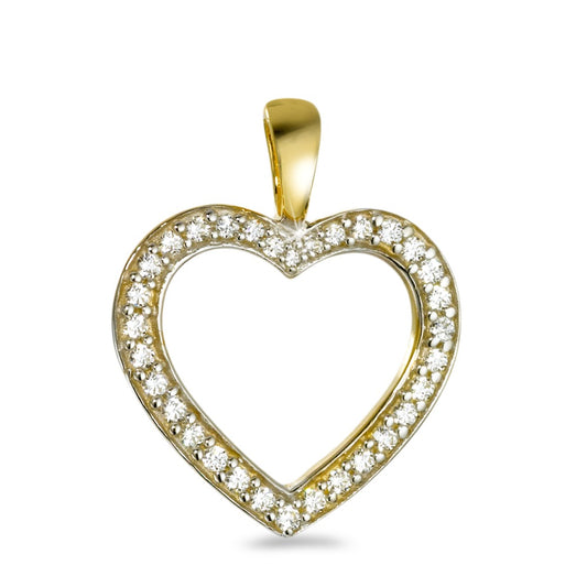 Pendant 9k Yellow Gold Zirconia Heart Ø16 mm