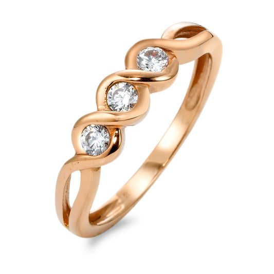 Ring 9k Rose Gold Zirconia 3 Stones