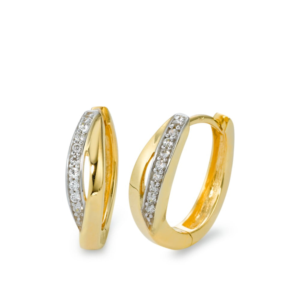 Hinged hoop 9k Yellow Gold, 9k White Gold Zirconia 18 Stones