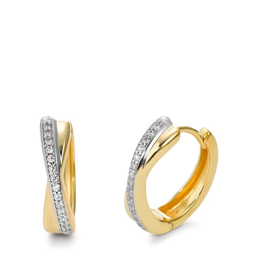 Hinged hoop 9k Yellow Gold Zirconia Bicolor