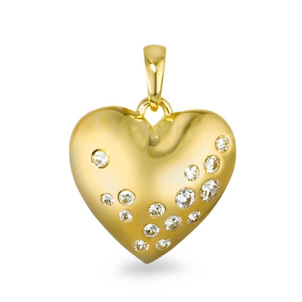 Pendant 9k Yellow Gold Zirconia 15 Stones Heart Ø13 mm