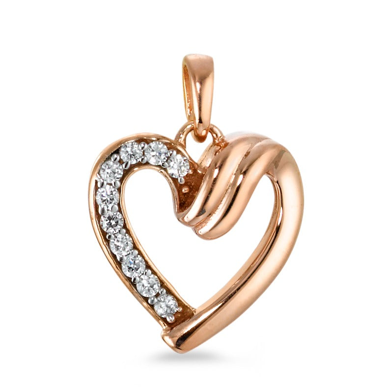 Pendant 9k Rose Gold Zirconia 10 Stones Heart Ø12 mm