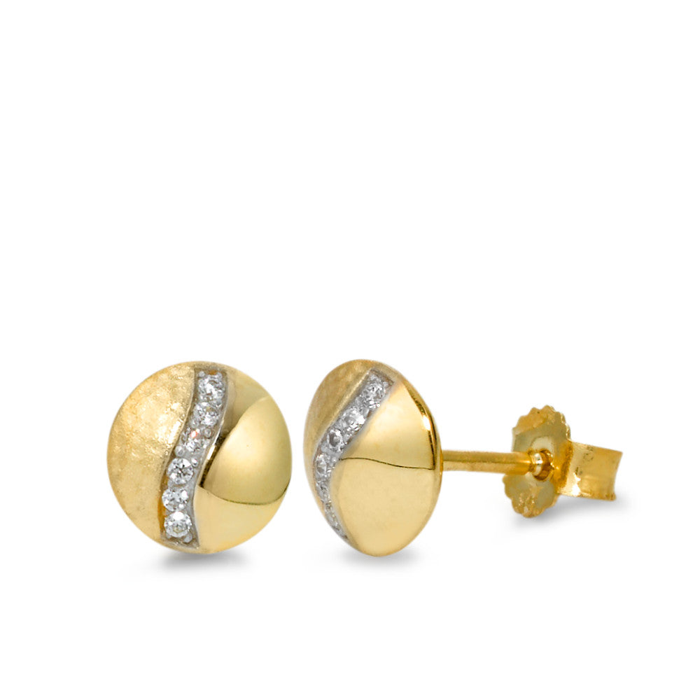 Stud earrings 9k Yellow Gold Zirconia 12 Stones Ø7 mm