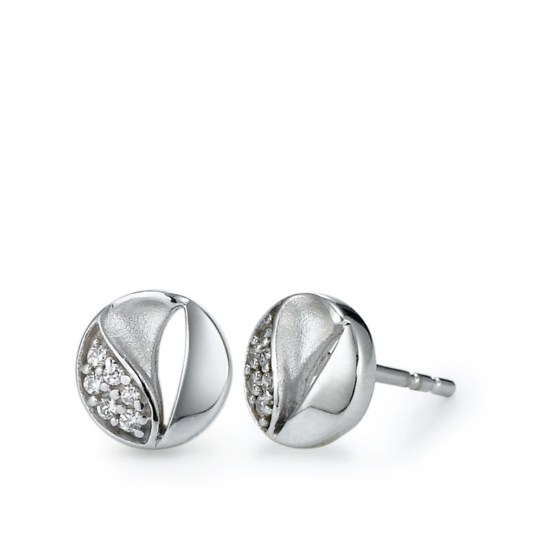 Stud earrings 9k White Gold Zirconia Ø7 mm